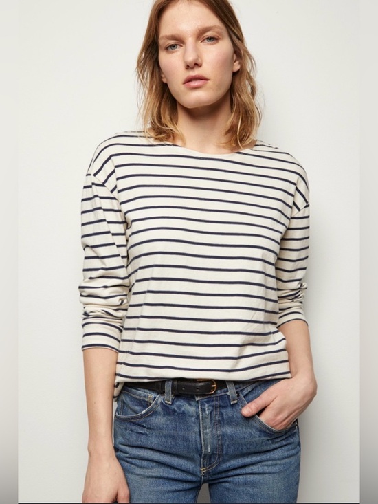 Nili Lotan Tops - Nili Lotan Arlette Hemp Organic Cotton Striped Long Sleeve Top
